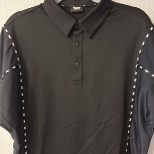 PXG Men's Black Performance Golf Polo with White Logo accents